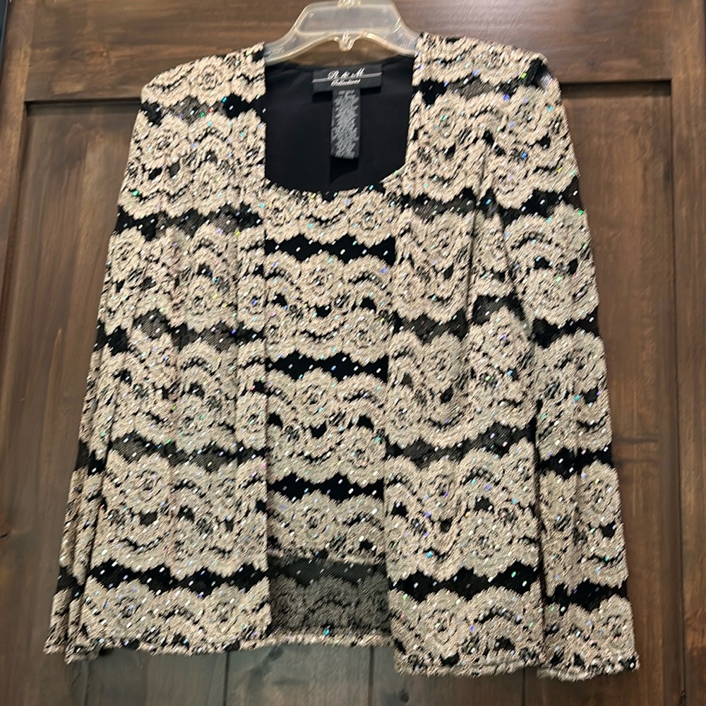 E736 R&M RICHARDS Women's Evening Blouse Sz. 8 Dressy one-piece set